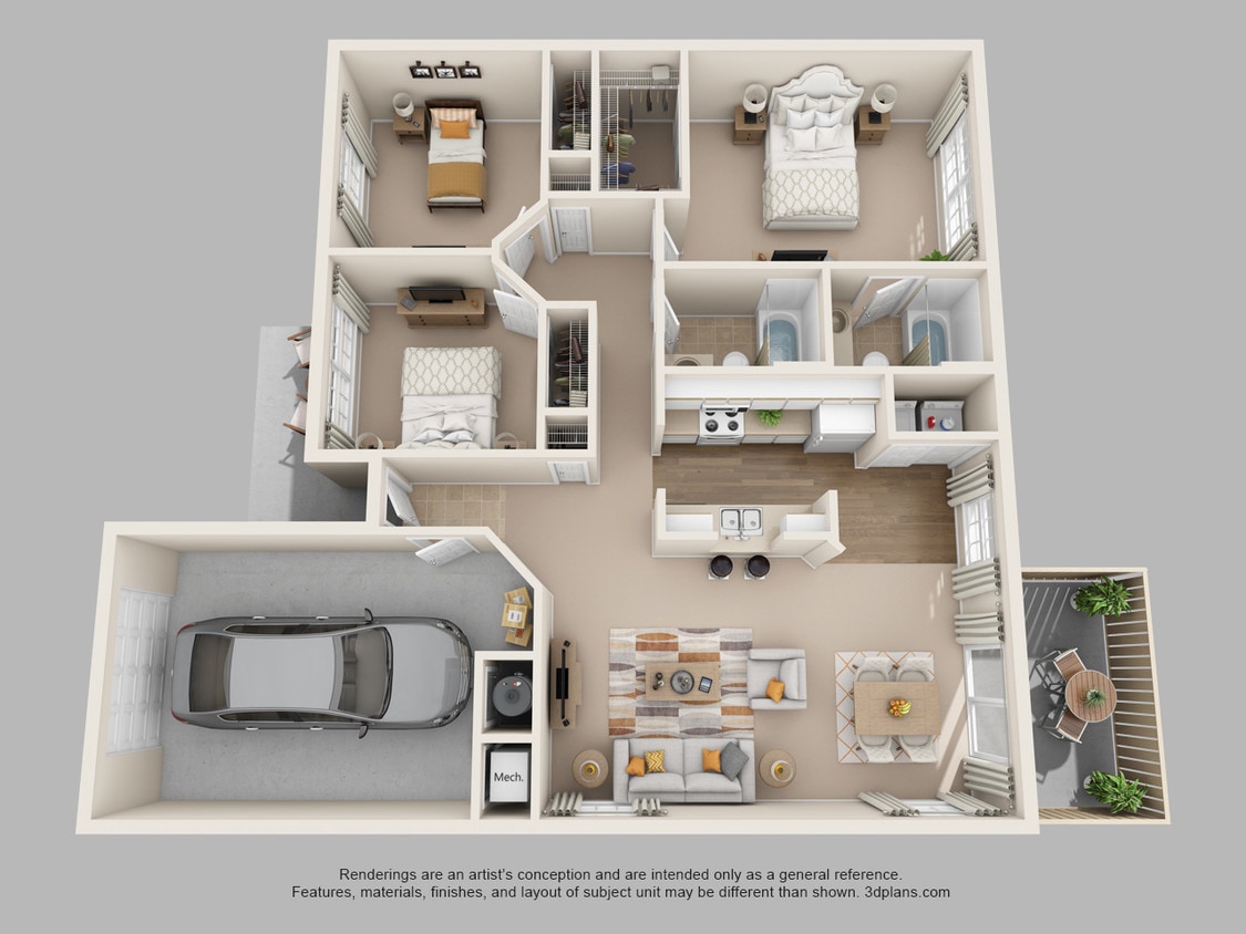 Floor Plan - Three Bedroom/Two Bath