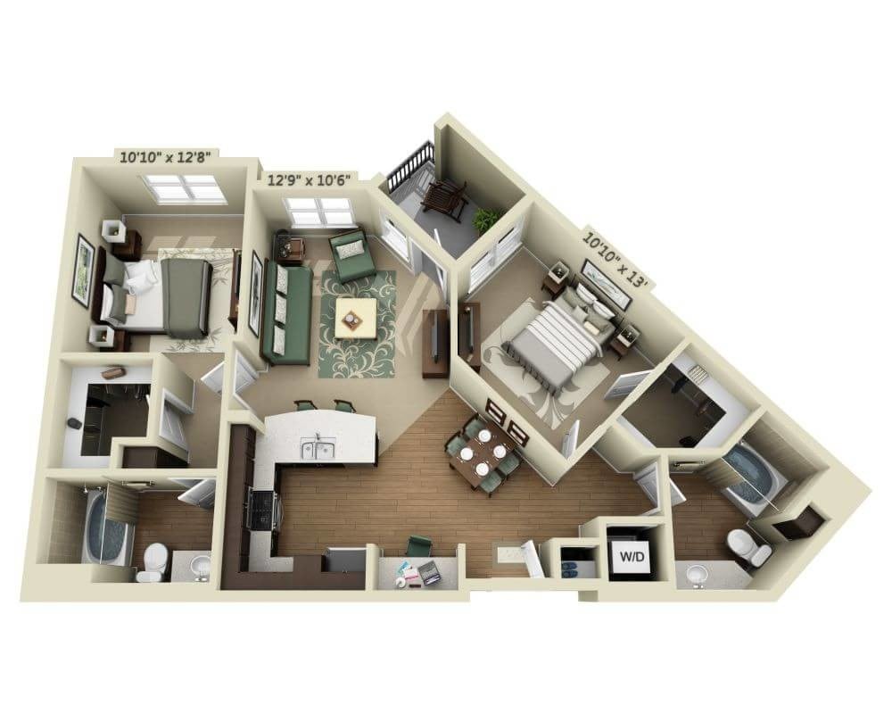 Floor Plan - Two Bedroom B2A