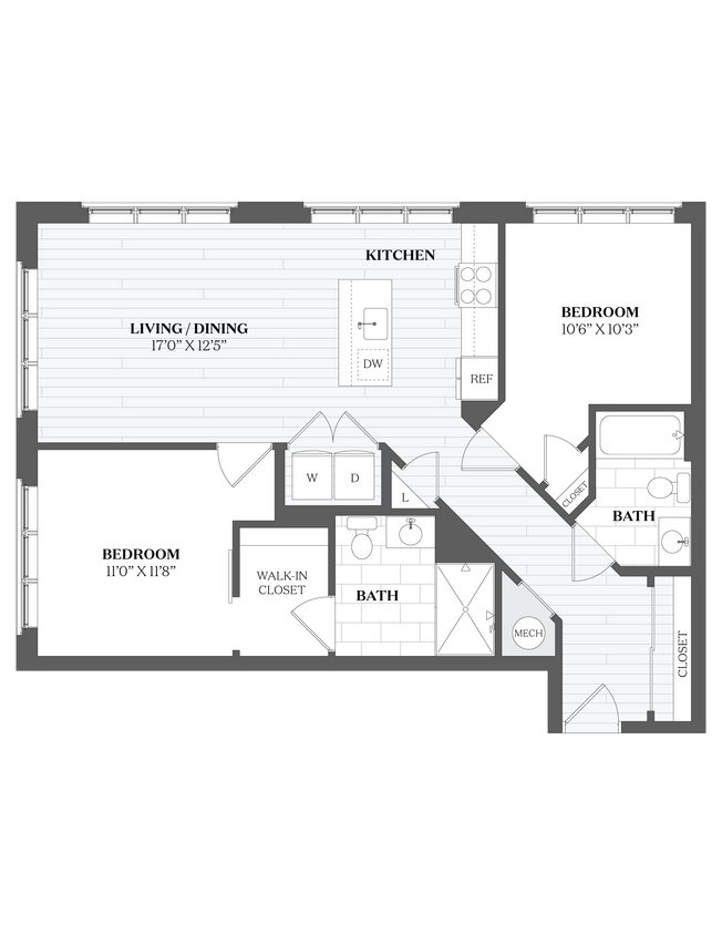 Floor Plan - 2 Bed/2 Bath-B1