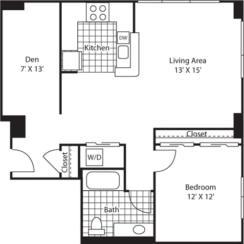 Floor Plan - One Bedroom 932