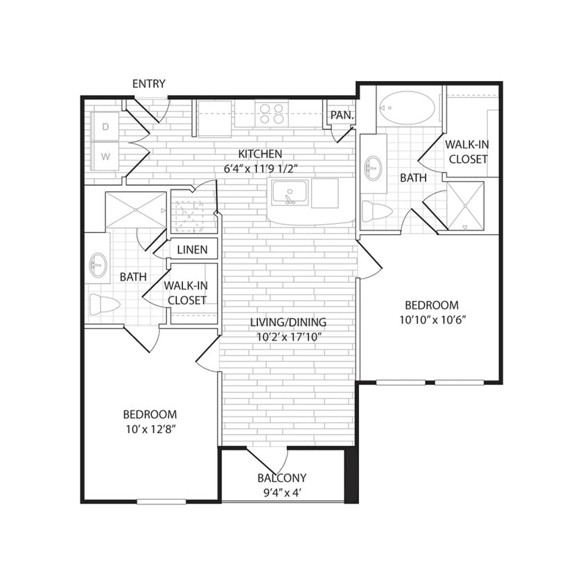Floor Plan - B2 - Two Bedroom