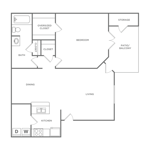 One Bedroom One Bath (875 SF) - One Bedroom One Bath (875 SF)