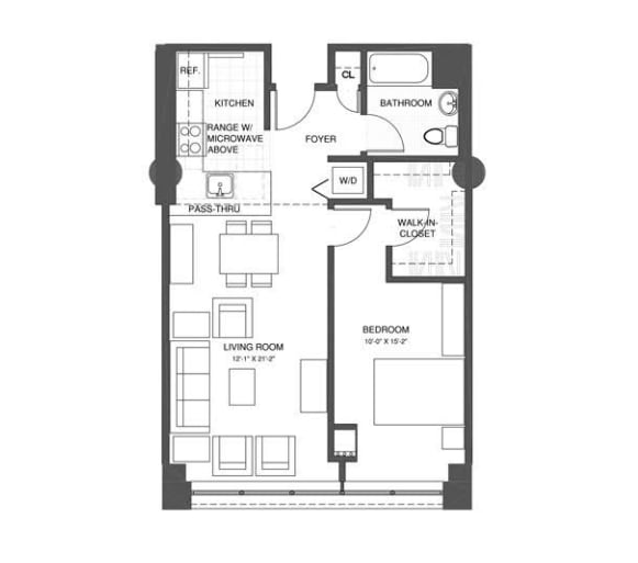 Floor Plan - 1 Bed 1 Bath