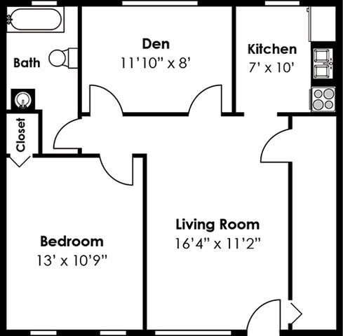 1BR/1BA - 1BD