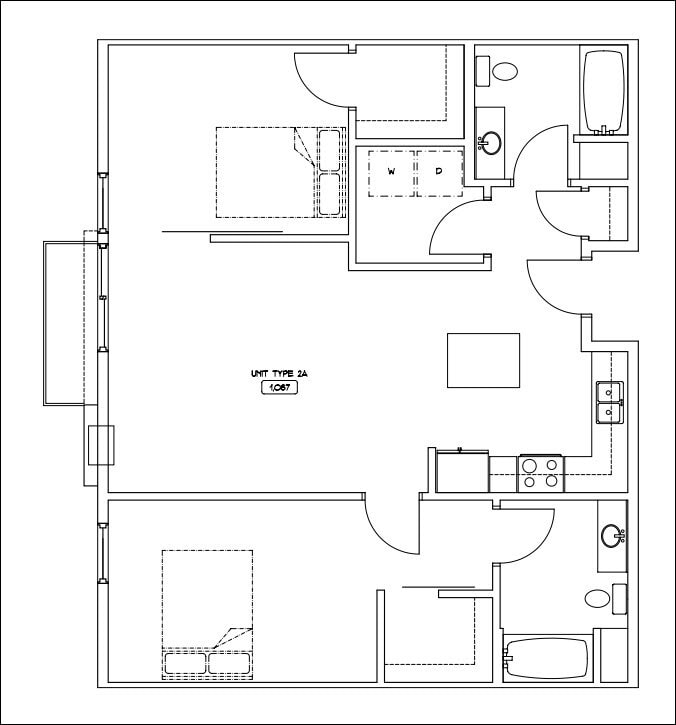 Floor Plan - 2 Bed/2 Bath | 1,067 - 1137 SF