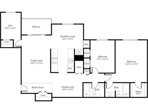 Floor Plan - B1BD Renovated