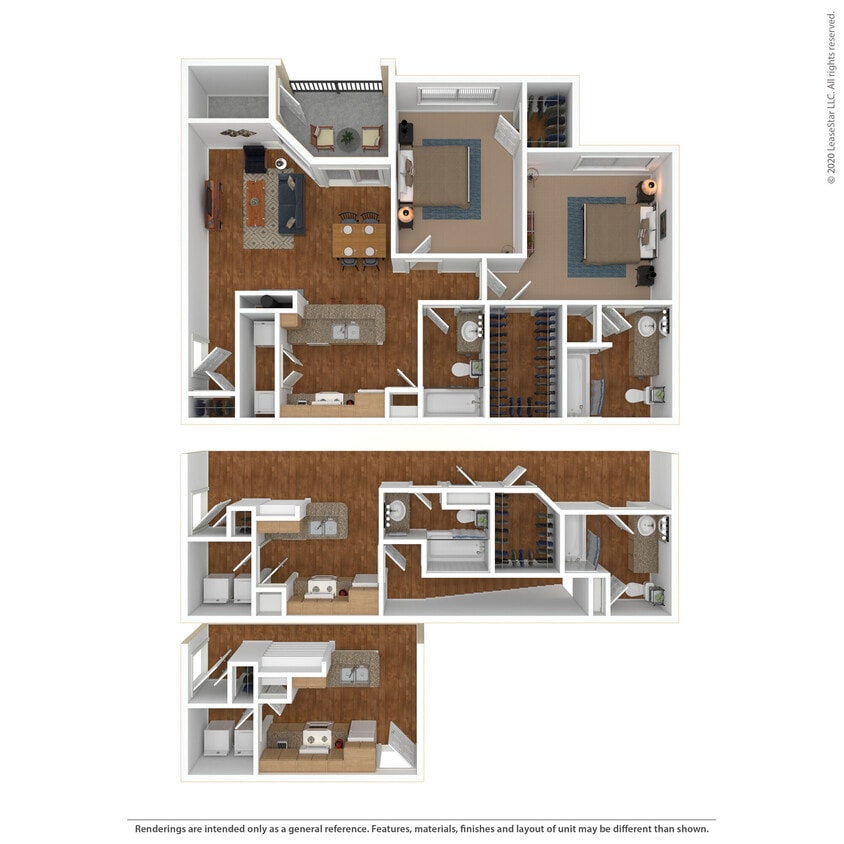Floor Plan - 2 Bed 2 Bath 1073 SqFt (1000 Net)