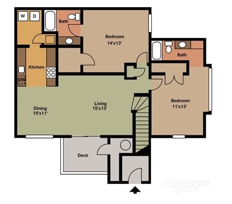 Two Bedroom Two Bathroom (large) - 2x2B