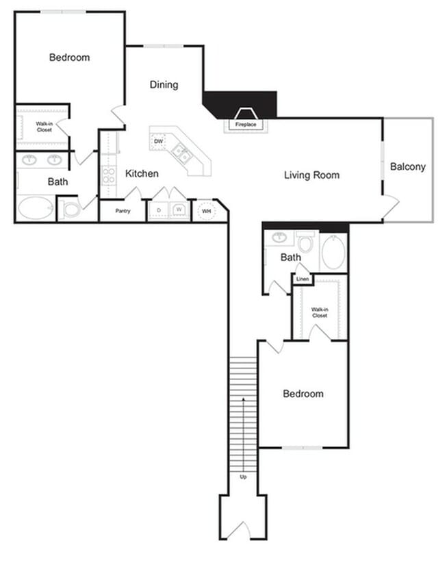 The Ridgedale 2 bedroom 2 bathroom 1600 sq ft apartment home at The Kendrick located in Atlanta, GA 30324 - The Ridgedale