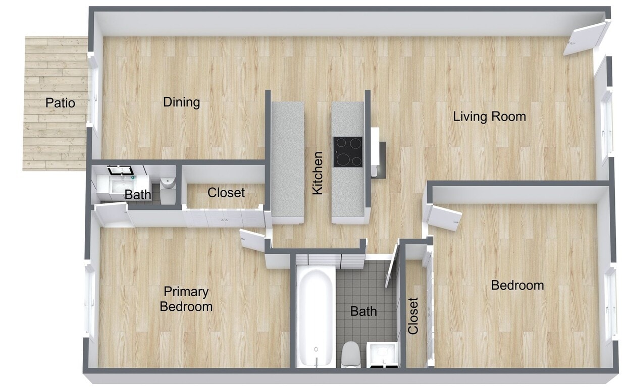 Floor Plan - Sicily - 2 BR, 1.5 BA DN