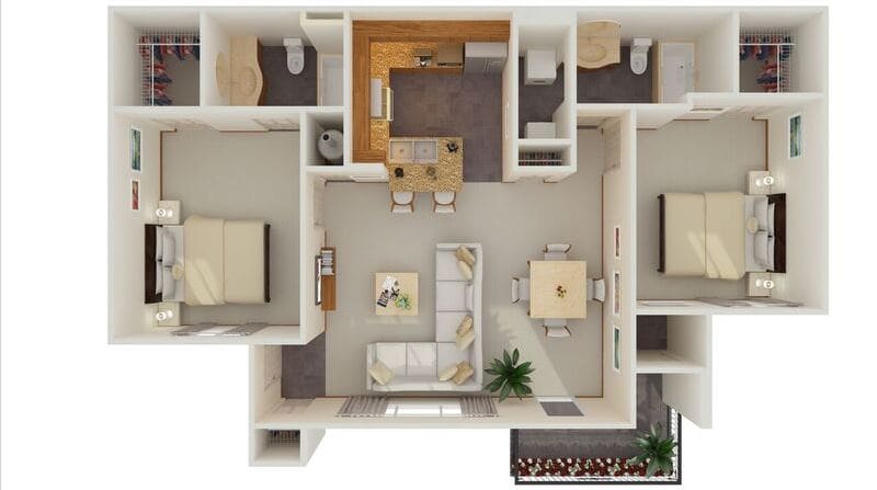 Floor Plan - 2 Bed 2 Bath