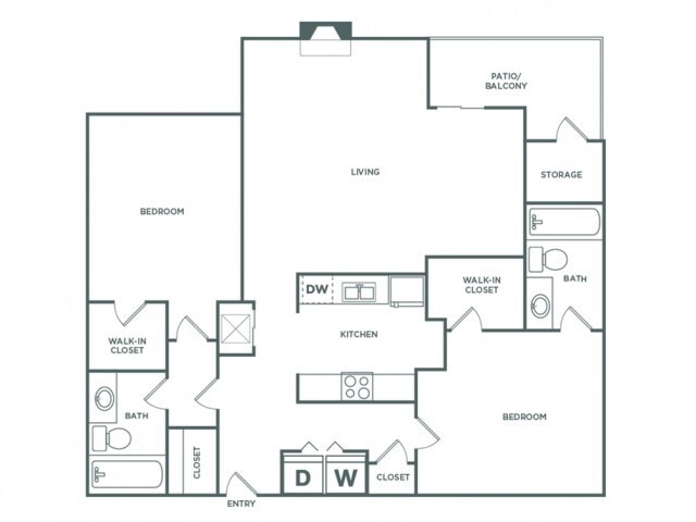 2 bed 2 bath | 1241 SF - Two Bedroom Two Bath (1241 SF)