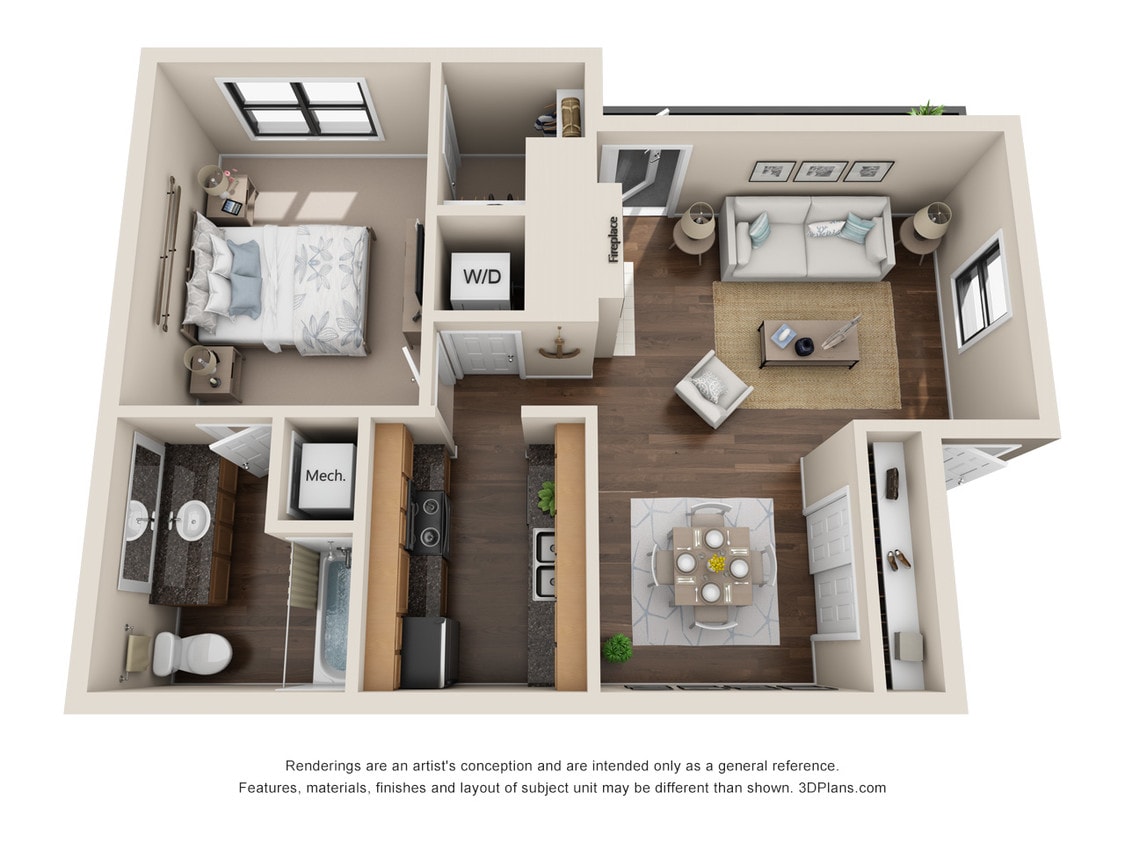Floor Plan - 1 Bedroom/1 Bath