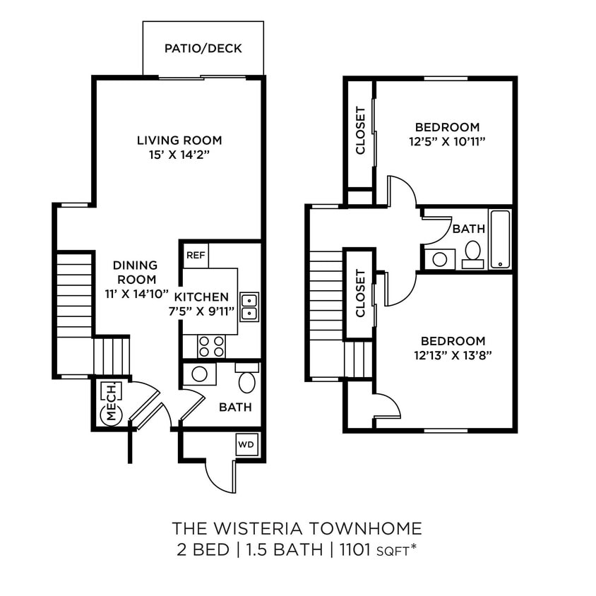 Floor Plan - Wisteria 2 x 1.5 TH