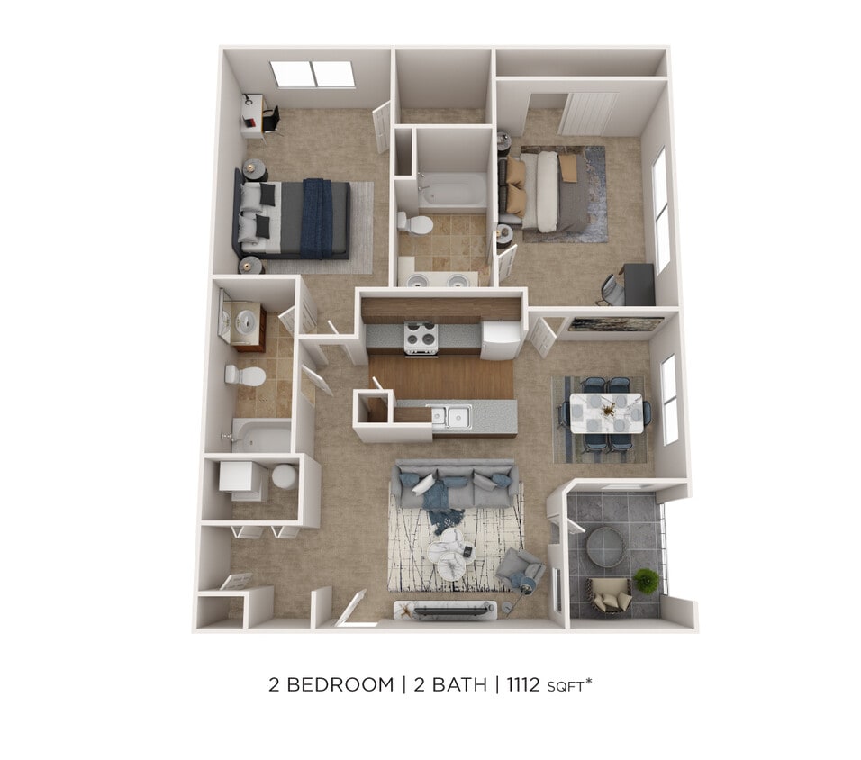 Floor Plan - Two Bedroom 2 Bath