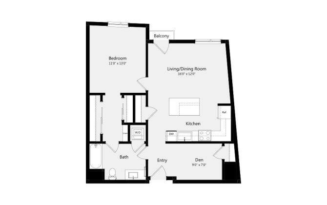 Floor Plan - 1B+DEN C