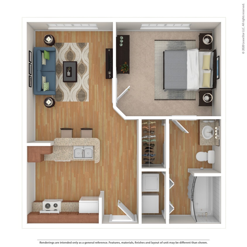 Floor Plan - 1 Bed 1 Bath 552 SqFt (522 Net)