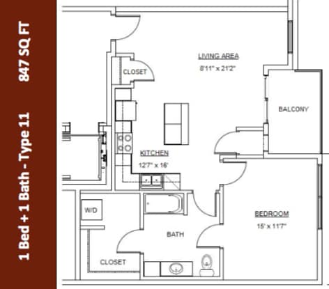 1 bed 1 bath | Apartment in Rochester MN | 501 on First - 1 Bedroom - 1 Bath (Type 11)