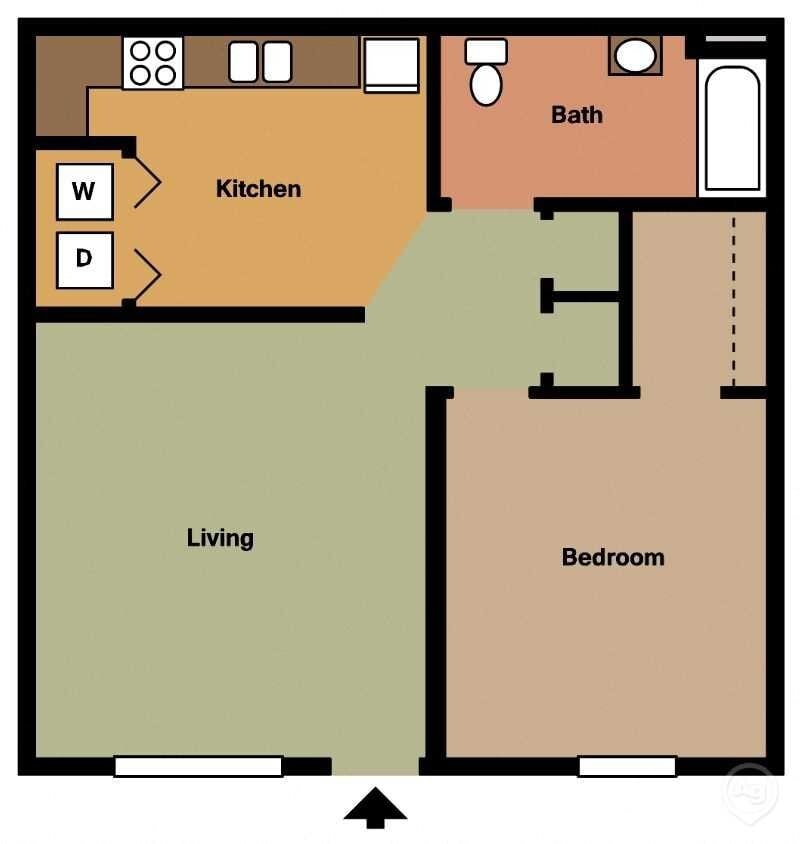 Floor Plan - 1 bedroom 1 bath Large