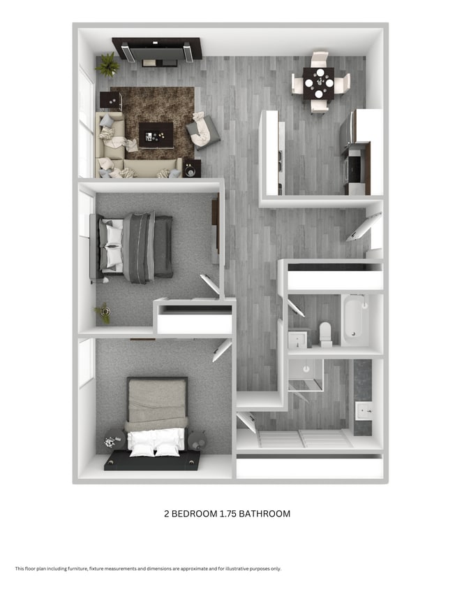 Floor Plan - 2 Bedroom 1.75 Bathroom
