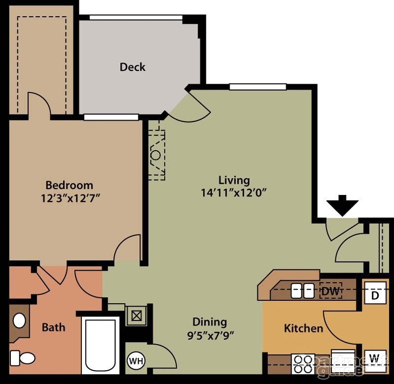 1BR/1BA - One bedroom / One bathroom