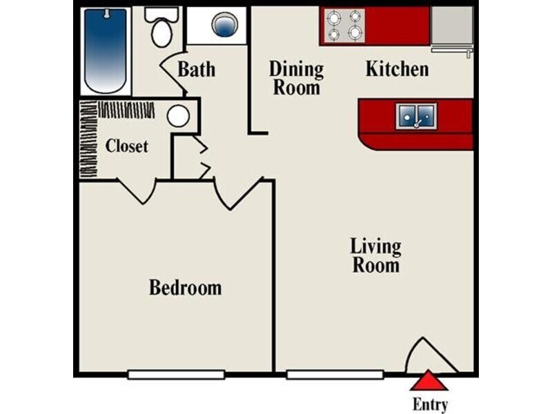Floor Plan - 1 Bed 1 Bath