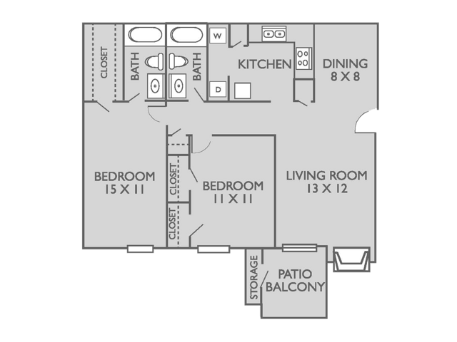 Brooklyn Floorplan - 2 Bed, 2 Bath Upgraded