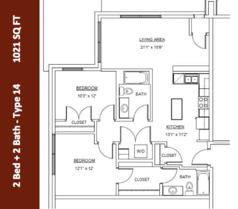 2 bed 2 bath | Apartment in Rochester MN | 501 on First - 2 Bedroom - 2 Bath (Type 14)