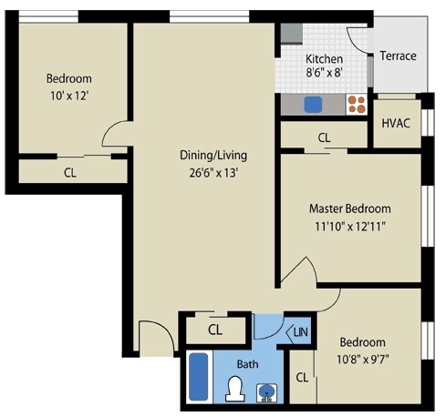 2BR/1BA - 3B1B
