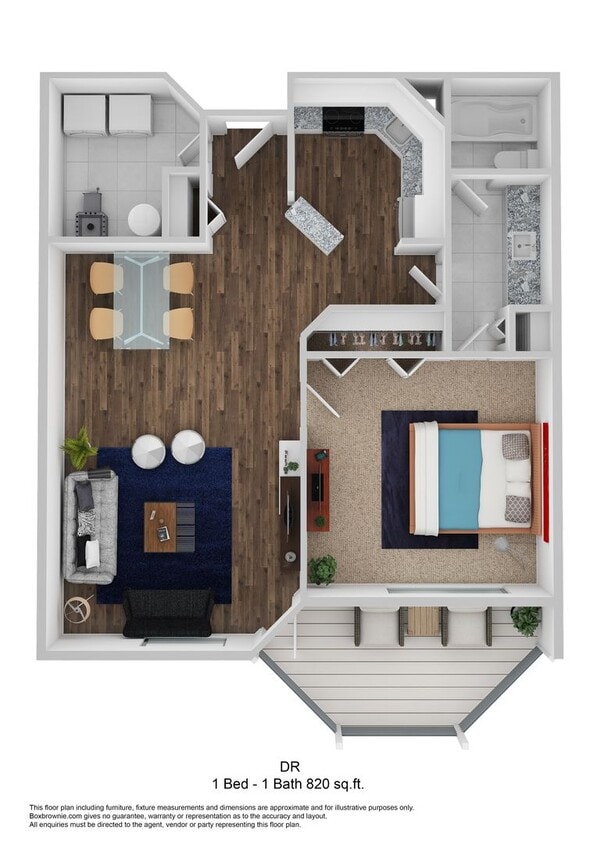 Floor Plan - 1x1 820 SQ FT