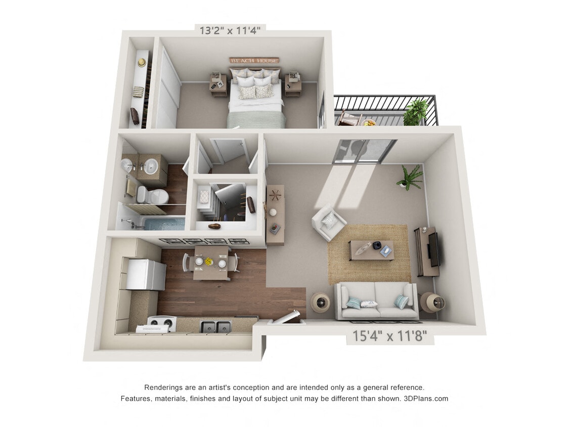 Floor Plan - 1 Bedroom, 1 Bath A