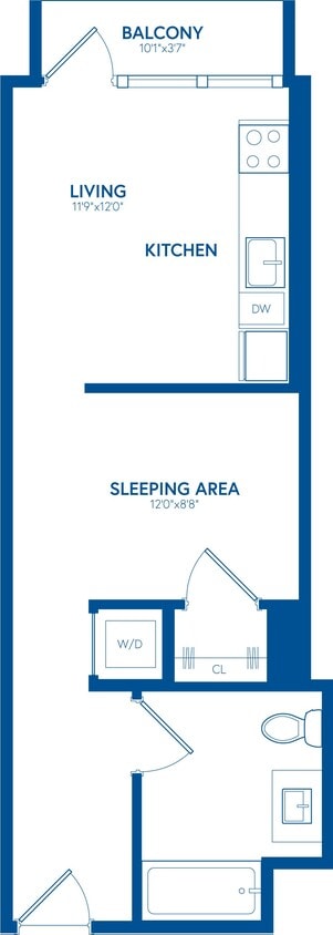 Floor Plan - Alcove Studio, Balcony