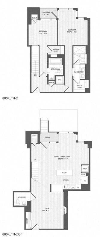 Floor Plan - 2 Bed/2.5 Bath Den-TH-2_880 P