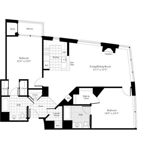 Floor Plan - 2 Bedrooms Q