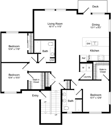 Floor Plan - Three Bed C-1 - Phase III