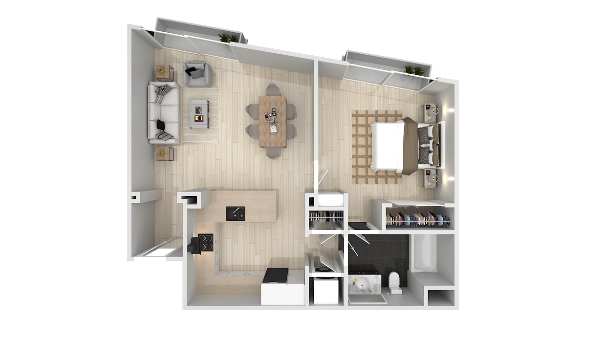 Floor Plan - 1 Bedroom 1 Bath E