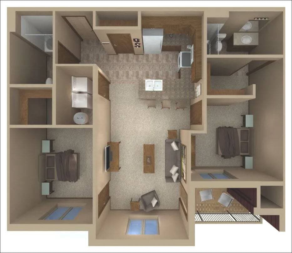 Floor Plan - 2bd/2ba Furnished Corporate Suite