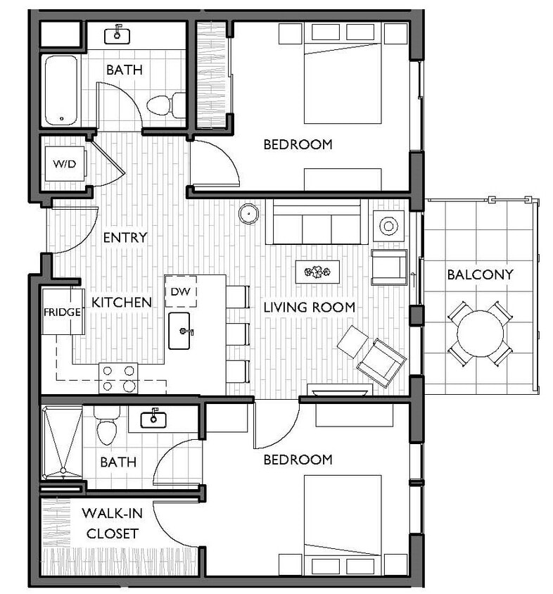Floor Plan - 2x2 B