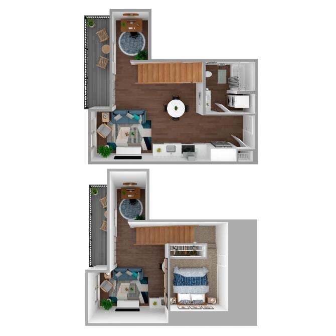 Floor Plan - 1 Bed/1 Bath Den Loft-a91.1