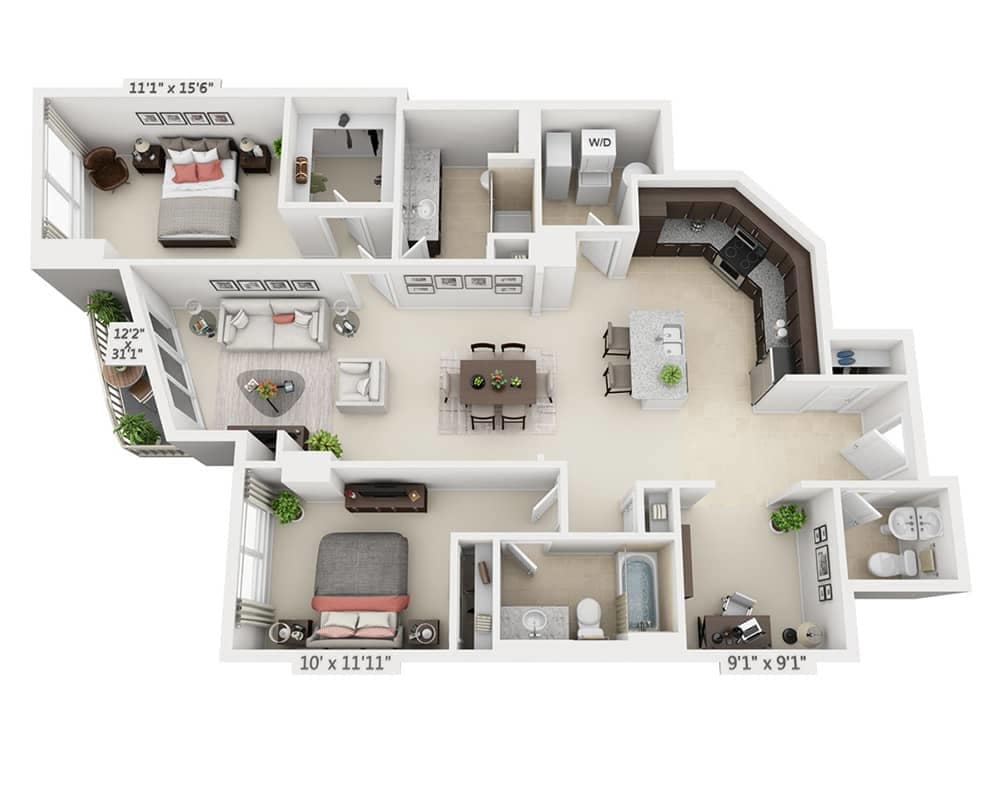 Floor Plan - Two Bedroom B2.5CD