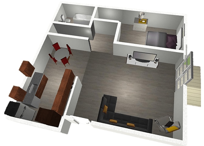 Floor Plan - 1 Bedroom West
