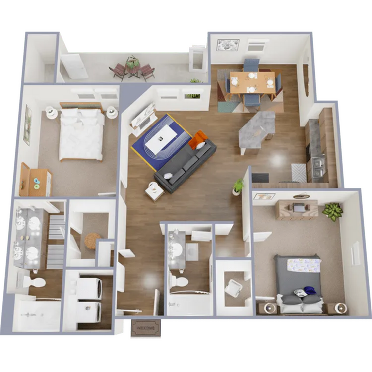 B5 - 1,145 square foot, two bedroom, two bath apartment - Vertex