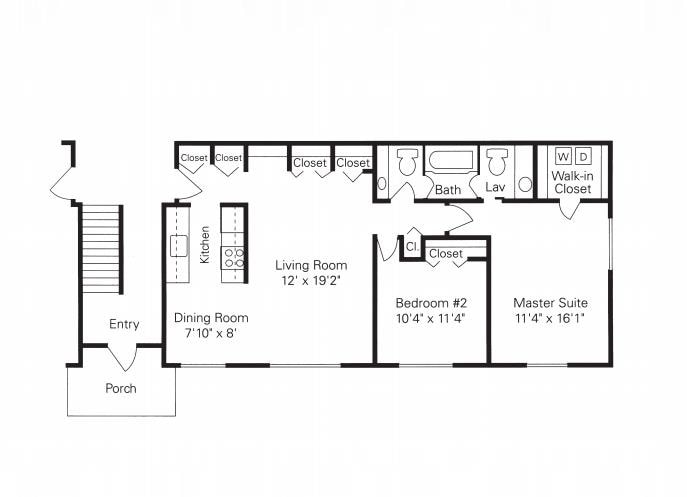 Floor Plan - 2 Bed / 1.5 Bath Apt.