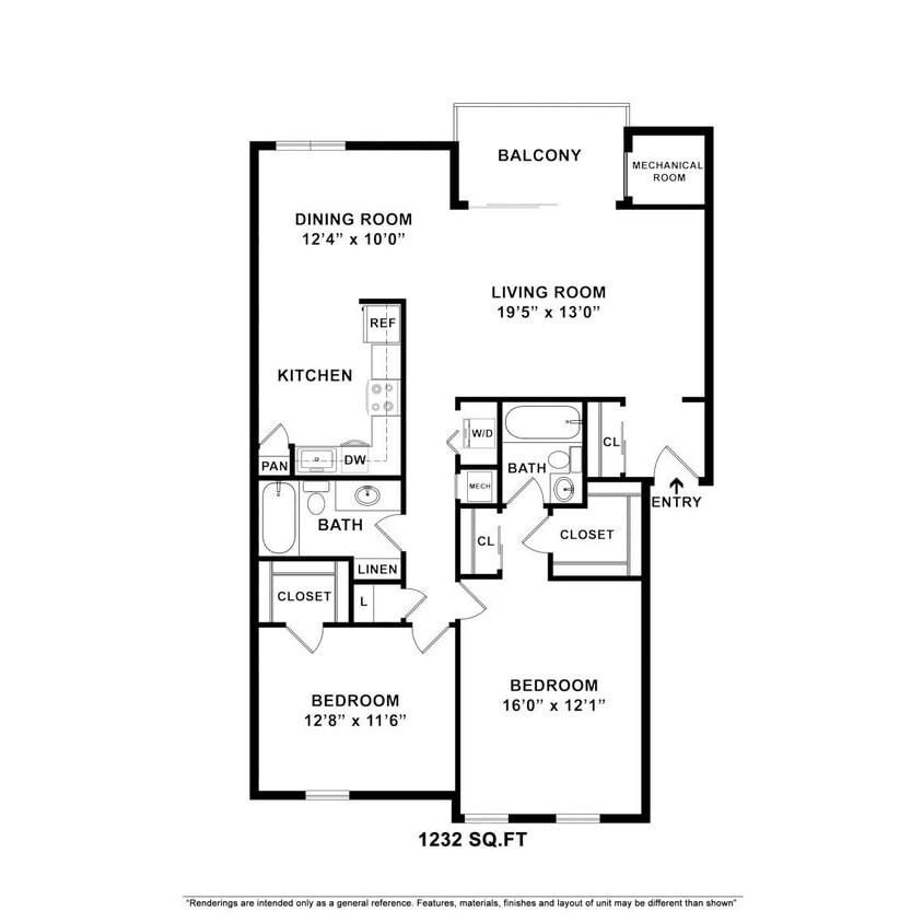 Floor Plan - 2 Bedroom-Renovated