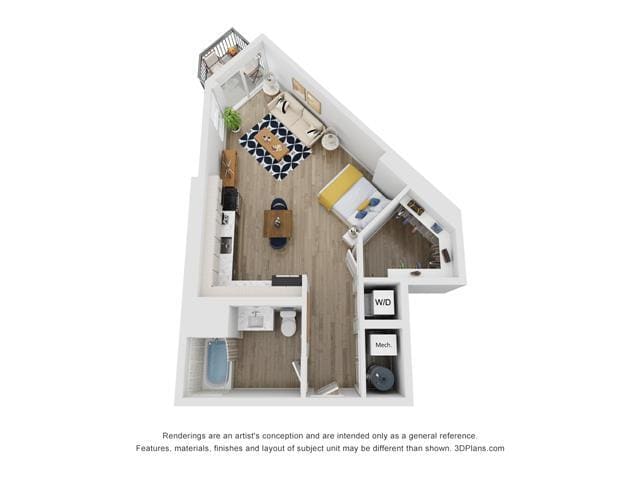 Floor Plan - Studio 672 Sq. ft.