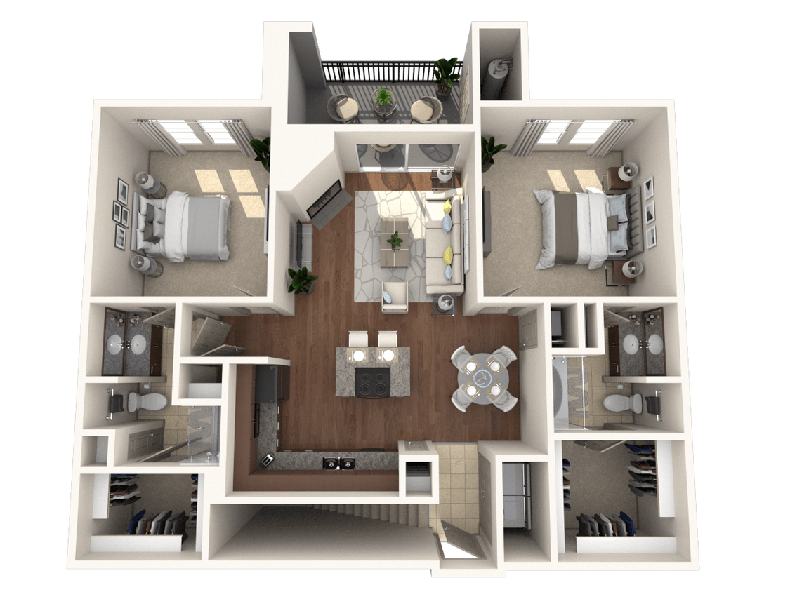 Floor Plan - Two Bedroom + Attached Garage (I)