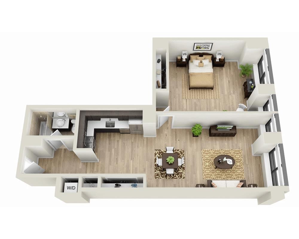 Floor Plan - One Bedroom  A1G