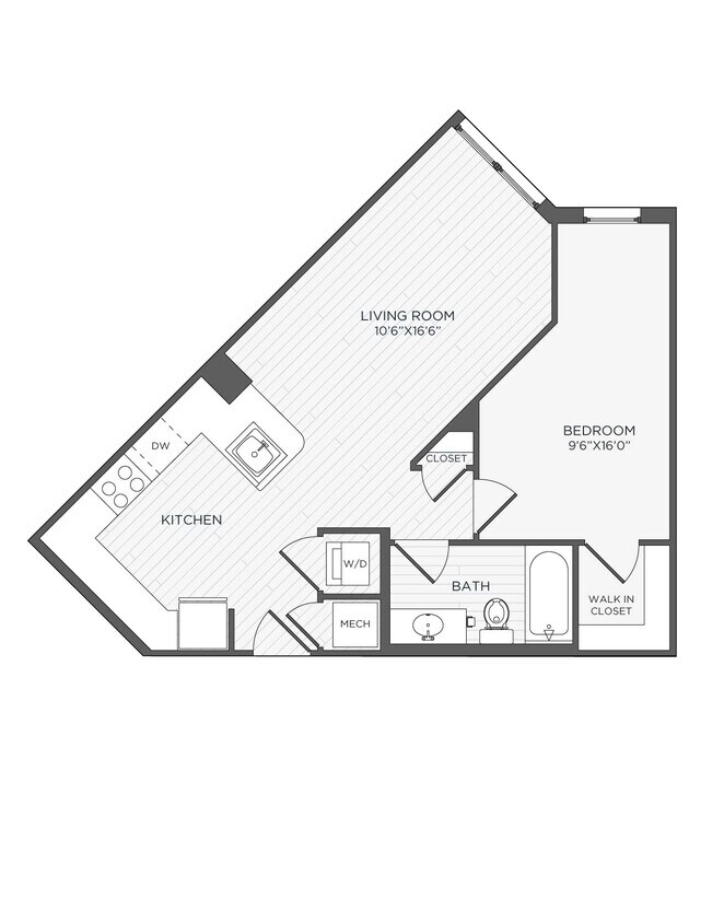 Floor Plan - 1 Bed 1 Bath-A2-4 - Kaydet