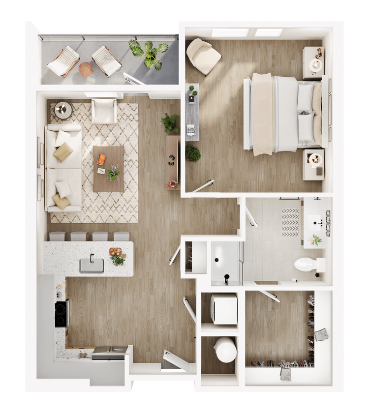 Floor Plan - THE WRESTLER  One Bed One Bath