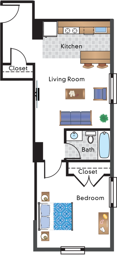 Floor Plan - 1 Bedroom Apt 2